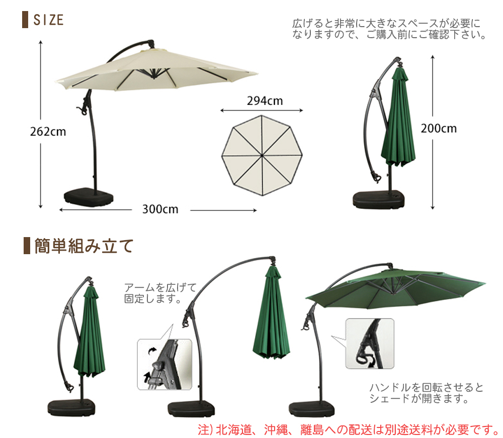 山口のガーデンパラソル説明